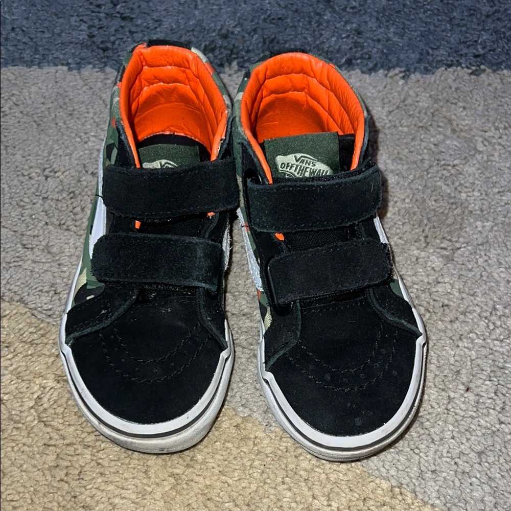 Vans Black and Orange Velcro Sneakers